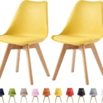 OIRA Set of 2 Dining Chairs Wooden Legs Soft Cushion Pad Stylish DELUXE Retro Lounge Dining Office Chairs - Image 5