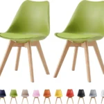 OIRA Set of 2 Dining Chairs Wooden Legs Soft Cushion Pad Stylish DELUXE Retro Lounge Dining Office Chairs