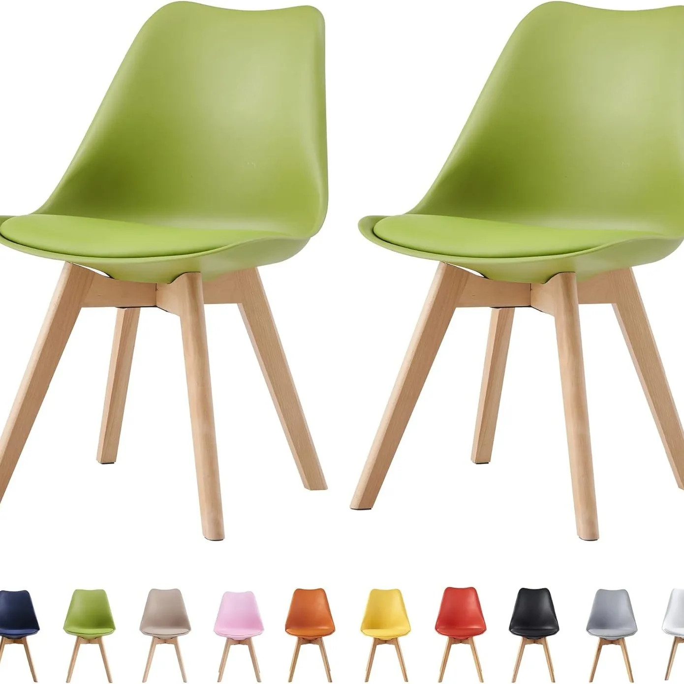 kf-S9f9df6ff404645edae6a2d2c165eaf40N OIRA Set of 2 Dining Chairs Wooden Legs Soft Cushion Pad Stylish DELUXE Retro Lounge Dining Office Chairs - Image 1