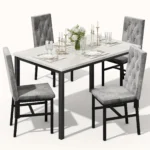 5pcs Dining Set with Table And Chairs, Metal Frame, Ideal for Small Dining Areas, Compact Living Rooms - Image 5