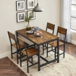 OIRA Dining Chair Set of 2, Steel Frame, Industrial, for Dining Room, Living Room, Kitchen, Heather Greige and Frosted - Image 2