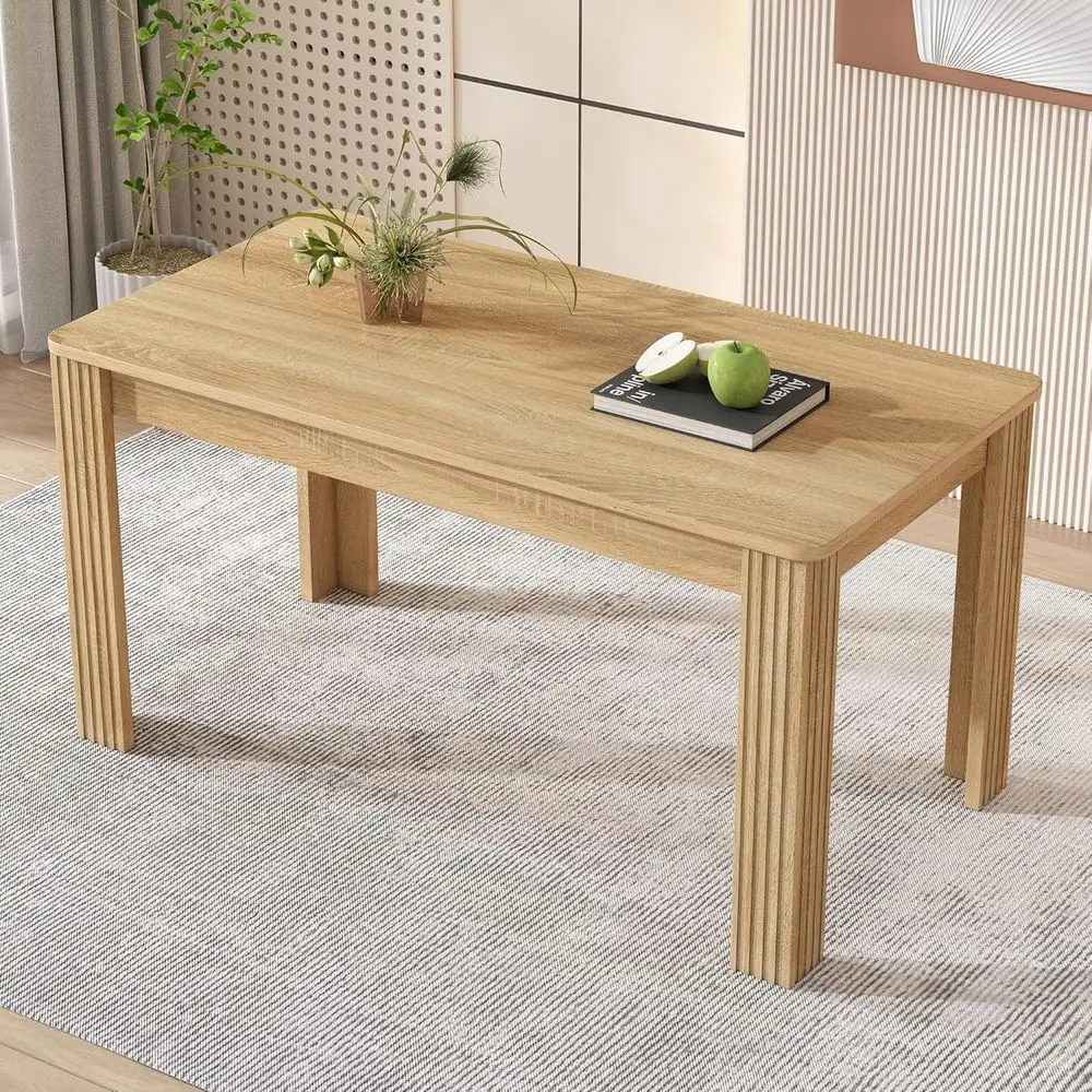 kf-Sa91a896593214d32b48687635dc59c23L 4 Seater Oak Colored Wooden Dining Table for Small Kitchen - Image 1