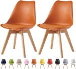 OIRA Set of 2 Dining Chairs Wooden Legs Soft Cushion Pad Stylish DELUXE Retro Lounge Dining Office Chairs - Image 8
