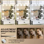 Hollywood Vanity Set with 3 Color Dimmable Led Bulbs Mirror, 5 Storage Drawers Bedroom Dressing Table - Image 2