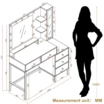 White Modern Vanity Set, 3 Color Dimmable Led Lighted Mirror, 5 Drawers, Easy Assembly Bedroom Makeup Furniture - Image 6