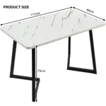 Dining Table, Metal Frame Rectangular Dining Table Modern Marble Pattern Kitchen Table - Image 4