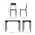 Dining Table and Chairs Set 4, Rectangle Breakfast Kitchen Table and 4 Chairs with Mental Frame for Kitchen Restaurant - Image 2