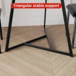 Round Dining Table Set, Mid-Century Modern Wooden Kitchen Table with 2 Upholstered Chairs and Metal Frame for Brea - Image 5