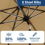 2.7m Garden Parasol Umbrella with Cover, 9ft Patio Umbrella with Crank & Tilt, UPF 50+ Sun Shade, Polyester, 8 Ribs, for Outdoor - Image 3