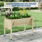 OIRA Wooden Garden Bed with Tool Hooks, Elevated Planter Box with Legs, Rectangle Veg Trough Planter for Flower Vegetable - Image 5