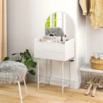 OIRA Makeup Vanity Table with Mirror Drawers Modern Dressing Table White - Image 5