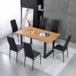 6 Piece Dining Chair Set: Leather Seats with Metal Legs and Padded Backrests - Image 2