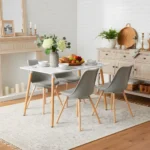 Square Round Dining Table, Rectangular Kitchen Table White with Wooden Legs, Rectangle Dining Table - Image 3