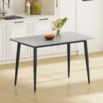 Dining Table, Marble Effect Dining Table with Black Metal Legs Kitchen Table,Modern Dining Tables for Home/Kitchen Office - Image 5