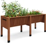 OIRA Wooden Garden Bed with Tool Hooks, Elevated Planter Box with Legs, Rectangle Veg Trough Planter for Flower Vegetable