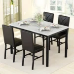 5pcs Dining Set with Table And Chairs, Metal Frame, Ideal for Small Dining Areas, Compact Living Rooms - Image 6
