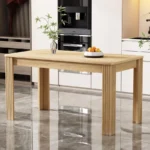 4 Seater Dining room table, MDF Wood Rectangle Modern Dining Coffee Table, for Small Kitchen,oak colored - Image 4