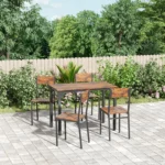 Dining Table and Chairs Set 4, Rectangle Breakfast Kitchen Table and 4 Chairs with Mental Frame for Kitchen Restaurant - Image 6