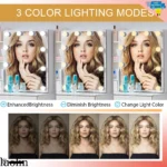 Dressing Table Mirror Drawers Vanity Makeup Desk Stool Set With LED Lights White - Image 2