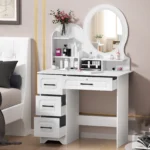Modern Makeup Vanity Table with Mirror & Lights, 4 Drawer Dressing Table, Cosmetic Desk with Organizer - Image 2