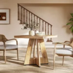 4 person square dining table, 80 x 80 x 75 cm, small kitchen table with column feet, farmhouse-style table - Image 2