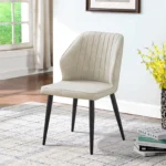Set of 6 Faux Leather Dining Chairs Upholstered Kitchen Seats with Padded Back and Metal Legs - Image 5