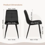 Dining Chairs Set,Upholstered Faux Leather Cushion Seat and Sturdy Black Metal Legs Kitchen Chair - Image 4