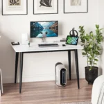 Dining Table, Marble Effect Dining Table with Black Metal Legs Kitchen Table,Modern Dining Tables for Home/Kitchen Office - Image 4