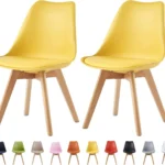 OIRA Set of 2 Dining Chairs Wooden Legs Soft Cushion Pad Stylish DELUXE Retro Lounge Dining Office Chairs - Image 6