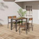 Dining Table and Chairs Set 4, Rectangle Breakfast Kitchen Table and 4 Chairs with Mental Frame for Kitchen Restaurant - Image 4