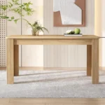 4 Seater Oak Colored Wooden Dining Table for Small Kitchen - Image 2