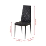 OIRA Modern High-Back Dining Chair with Diamond Quilted Design, Metal Legs, PU Set of 4 - Image 4