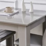 3 PCS Dining Room Set Grey Table and Chairs for Kitchen, Dining Room, Compact Table Set, Space Saving, MDF - Image 3