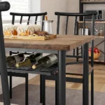 UK Dining Table Set for 4 People, 5-Piece Kitchen Table and Chairs with Storage Rack, Metal and Wood Rectangular Dining Room Tab - Image 3
