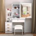 Dressing Table Set with LED Lighting Bulbs, Vanity Makeup Desk with 2 Storage Drawer Dressing Table - Image 3