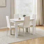 OIRA Modern High-Back Dining Chair with Diamond Quilted Design, Metal Legs, PU Set of 4 - Image 8