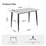 Dining Table, Marble Effect Dining Table with Black Metal Legs Kitchen Table,Modern Dining Tables for Home/Kitchen Office - Image 10