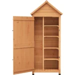 Outdoor Wooden Storage Shed Waterproof, 63'' Vertical Outdoor Storage Cabinet with 4 Shelves & Lockable Door - Image 7