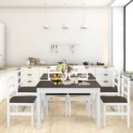 OIRA 5PCS Wooden Dining Table & Chair Set Breakfast Kitchen Furniture Dining Room Set - Image 4