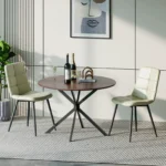 Dining Chairs Set,Upholstered Faux Leather Cushion Seat and Sturdy Black Metal Legs Kitchen Chair - Image 2