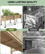 OIRA Wooden Garden Bed with Tool Hooks, Elevated Planter Box with Legs, Rectangle Veg Trough Planter for Flower Vegetable - Image 2
