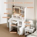 OIRA Dressing Table, Vanity Desk with Mirror, LED Lights and Drawers, Makeup Desk with Brightness Adjustable - Image 3