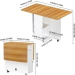 Multifunctional Folding Dining Tables Wooden Movable Wheels Shelves Suitable Kitchen Living Room Save Space Restaurant Furniture - Image 9