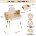 Makeup Vanity Desk, Vanity Table with 2 Drawers and Opening Shelves, Bedroom Dressing Table, 3 Modes Brightness Adjustable - Image 3