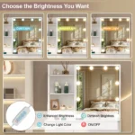 New White Dressing Desk Makeup Vanity, 3 Color Dimmable 10 Led Bulbs Mirror, Storage Makeup Dresser Table for Bedroom - Image 3