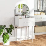 OIRA Makeup Vanity Table with Mirror Drawers Modern Dressing Table White - Image 4