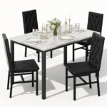 5pcs Dining Set with Table And Chairs, Metal Frame, Ideal for Small Dining Areas, Compact Living Rooms - Image 3