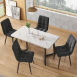 OIRA Dining Table, Metal Frame Rectangular Dining Table Modern Marble Pattern Kitchen Table - Image 3