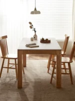 Nordic Style Solid OAK Wood Legs Sintered Stone Top Rustic Dinning Table Set Modern Dinning Table Set 6 Chair - Image 2