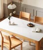 Nordic Style Solid OAK Wood Legs Sintered Stone Top Rustic Dinning Table Set Modern Dinning Table Set 6 Chair - Image 3